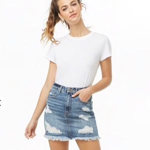 Dark Distressed Denim Skirt from Forever 21